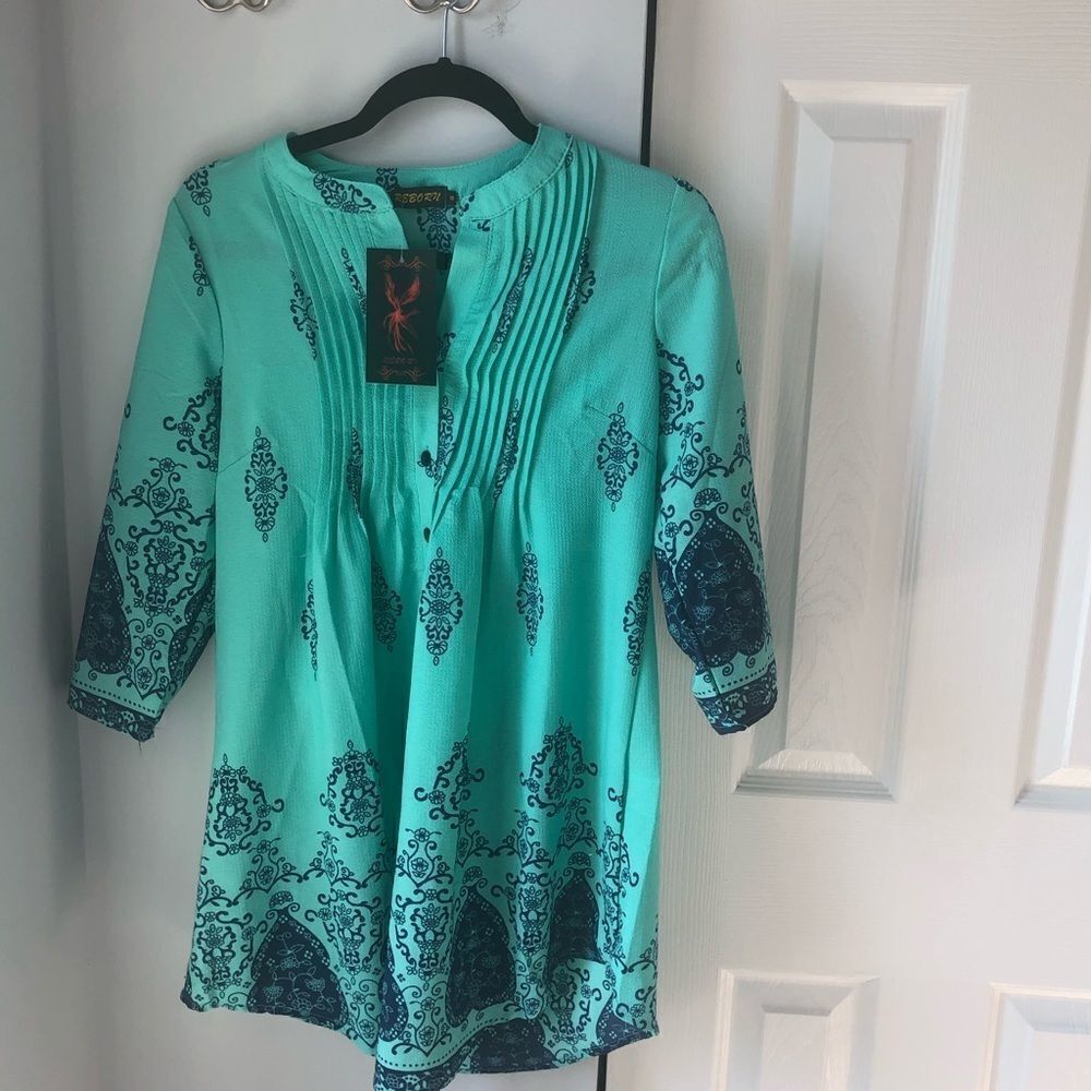 New Reborn Patterned Summer Beach Dress / Tunic / Swim Cover-up  - Small
